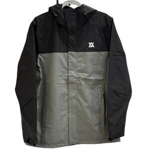 Dixxon Flannel Co Tech Jacket Hooded Windbreaker Black & Gray Large